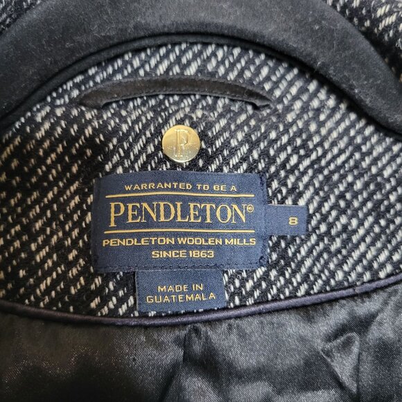 Pendleton Womens 8 Tweed Wool Blend Pea Coat Old Money Academia Class - Picture 3 of 11